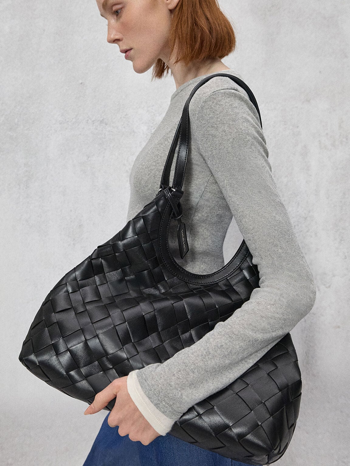 CHARLES & KEITH Special Offer / Ivette Woven Tote Bag - Noir