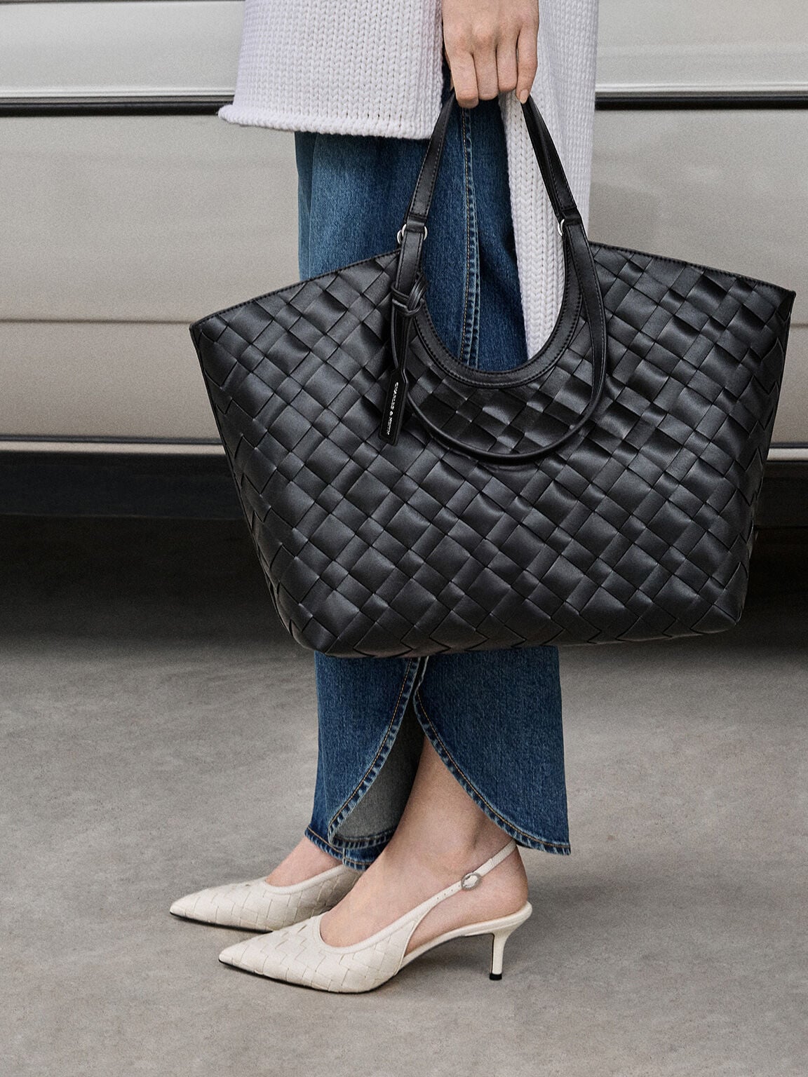 CHARLES & KEITH Special Offer / Ivette Woven Tote Bag - Noir