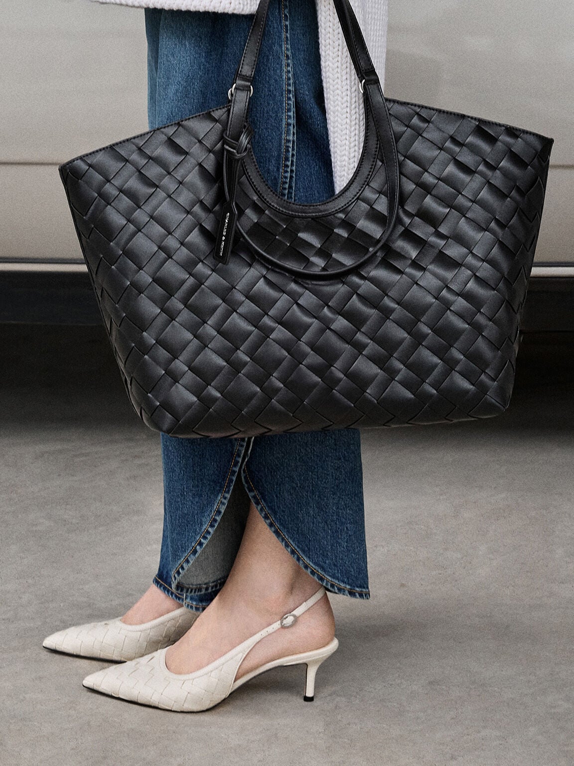 CHARLES & KEITH Special Offer / Ivette Woven Tote Bag - Noir