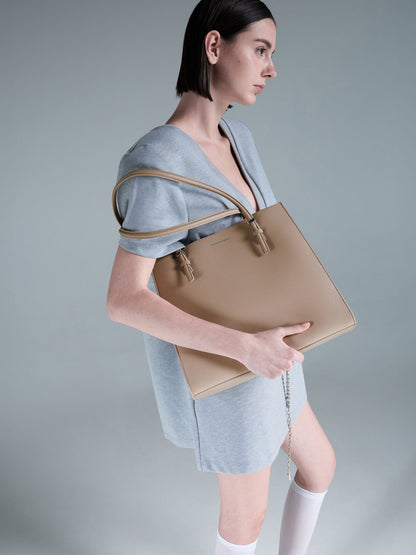 CHARLES & KEITH Premium / Sansa Tote Bag - Taupe