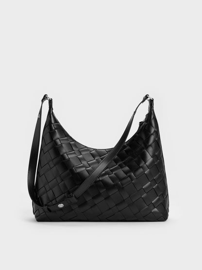 CHARLES & KEITH Great Value / Ivette Woven Tassel Hobo Bag - Noir