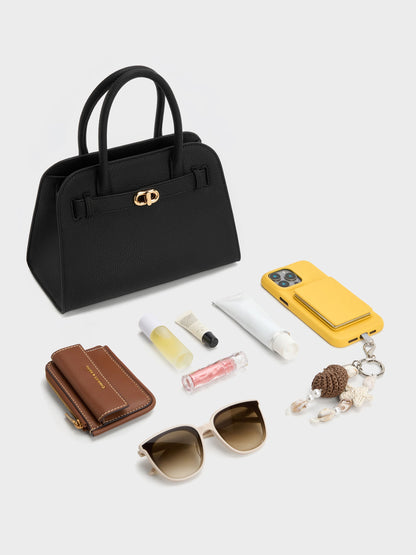 CHARLES & KEITH Value / Aubrielle Belted Tote Bag - Black
