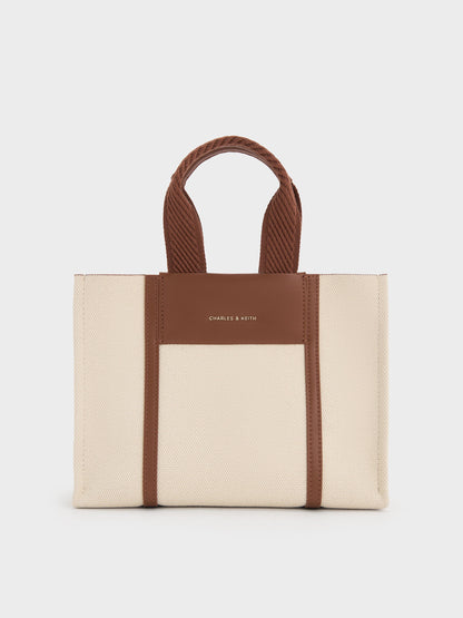CHARLES & KEITH Quality / Mini Shalia Canvas Tote Bag - Beige Canvas