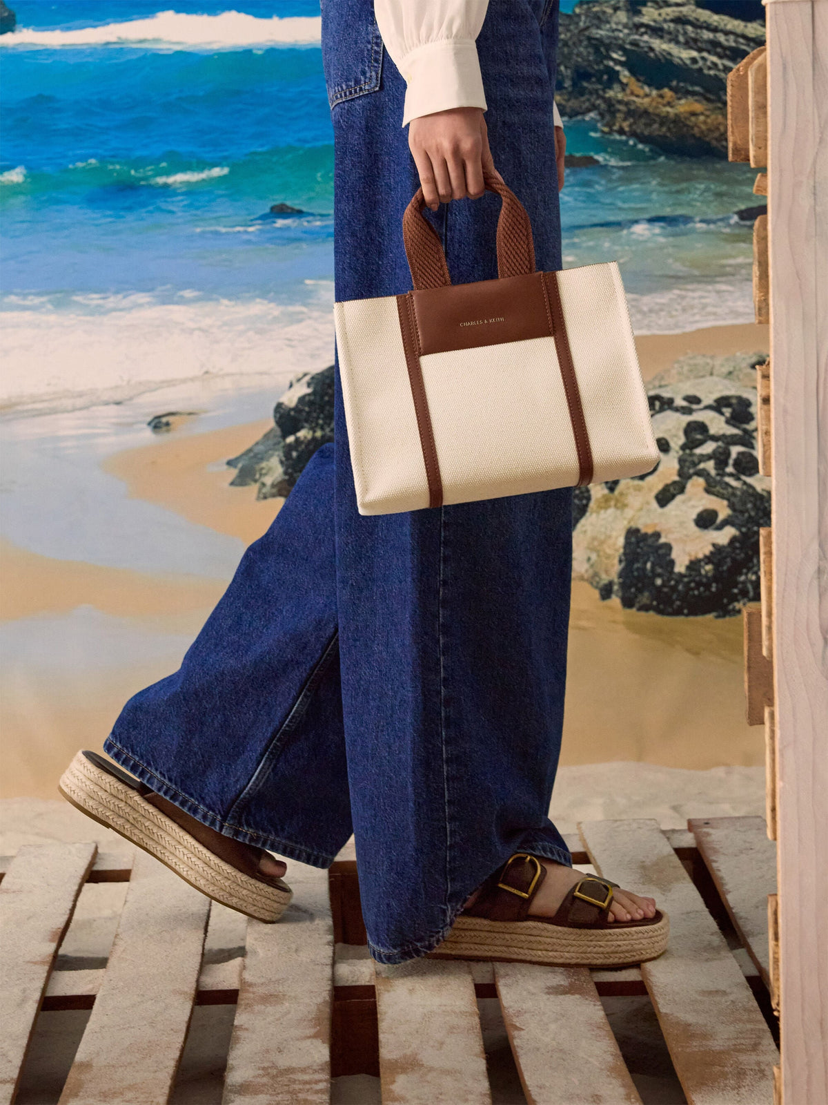 CHARLES & KEITH Quality / Mini Shalia Canvas Tote Bag - Beige Canvas