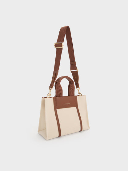 CHARLES & KEITH Quality / Mini Shalia Canvas Tote Bag - Beige Canvas