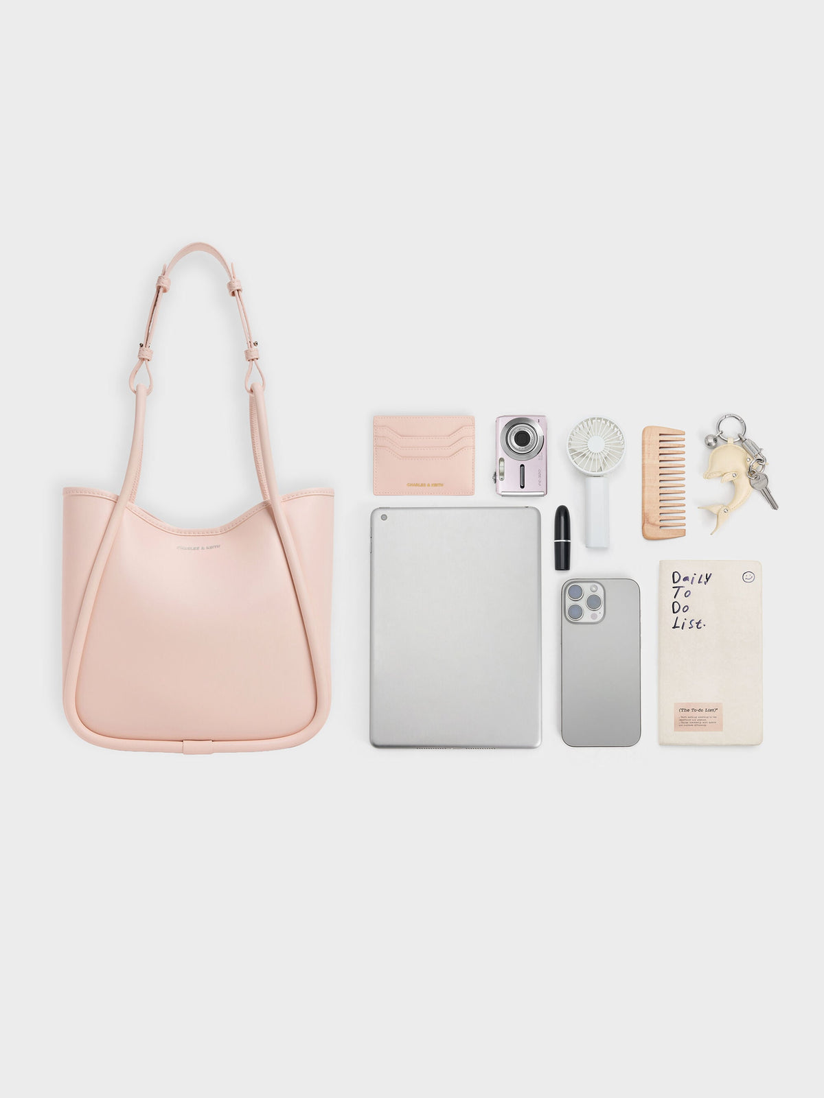 CHARLES & KEITH New / Mini Lyla Tubular Tote Bag - Soft Pink