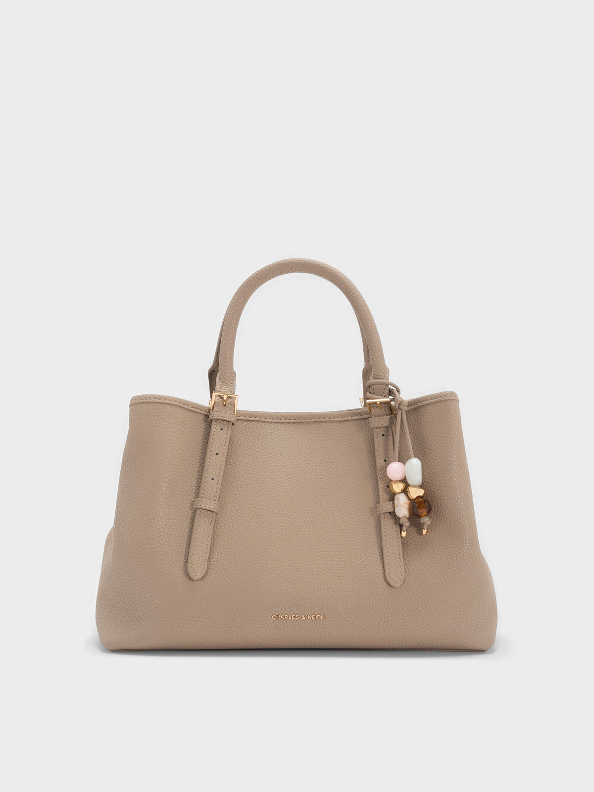 CHARLES & KEITH Special Offer / Baral Bead-Charm Tote Bag - Taupe