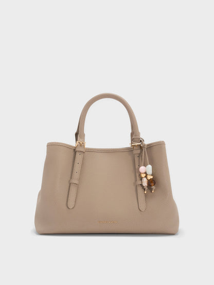 CHARLES & KEITH Special Offer / Baral Bead-Charm Tote Bag - Taupe