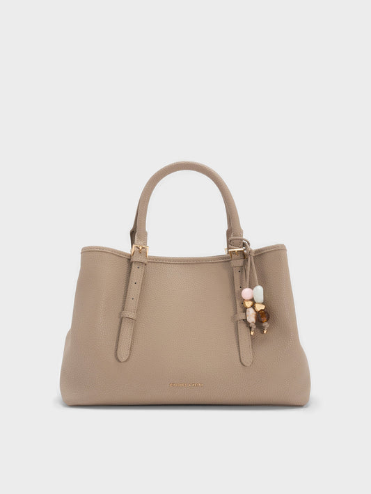 CHARLES & KEITH Special Offer / Baral Bead-Charm Tote Bag - Taupe