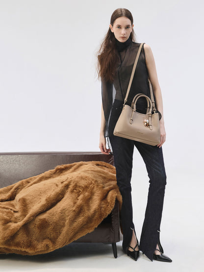 CHARLES & KEITH Special Offer / Baral Bead-Charm Tote Bag - Taupe