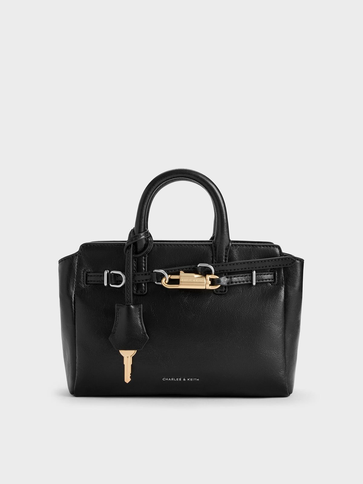 CHARLES & KEITH Great Value / Mini Delfina Belted Tote Bag - Noir