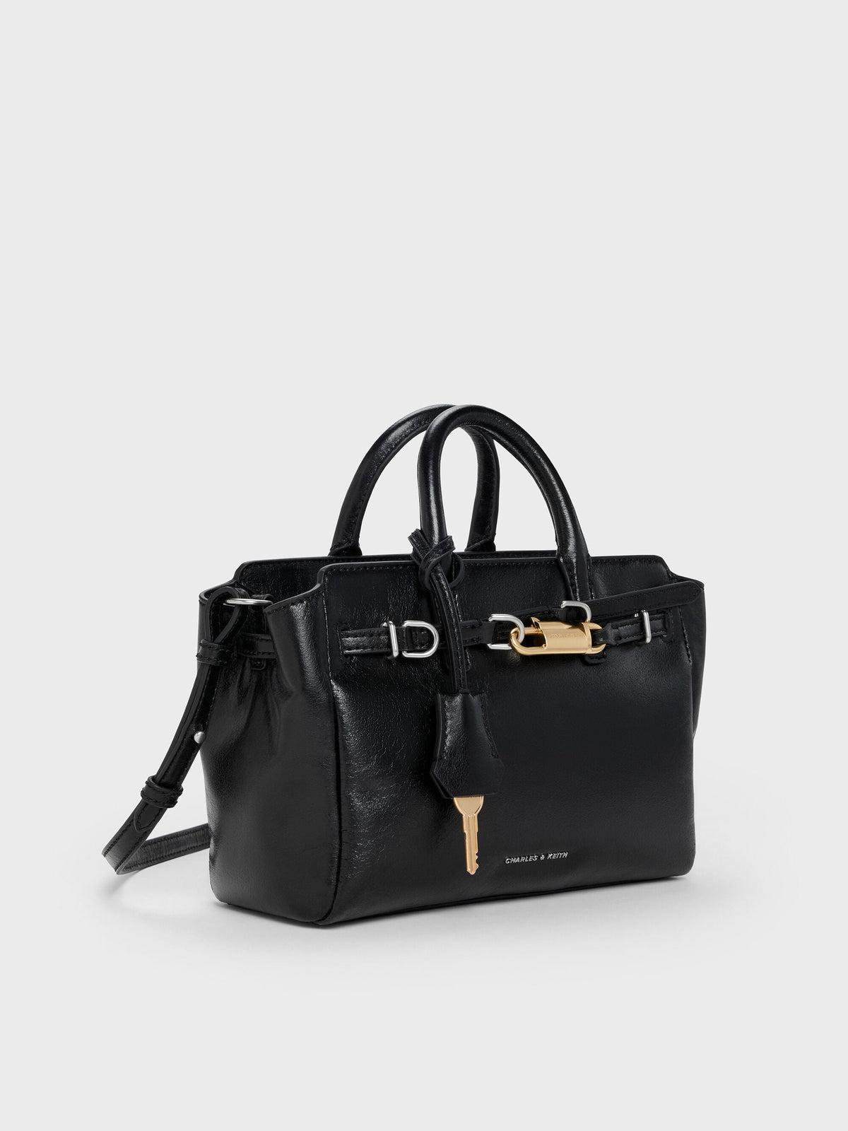 CHARLES & KEITH Great Value / Mini Delfina Belted Tote Bag - Noir