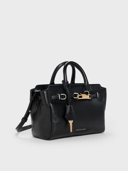 CHARLES & KEITH Great Value / Mini Delfina Belted Tote Bag - Noir