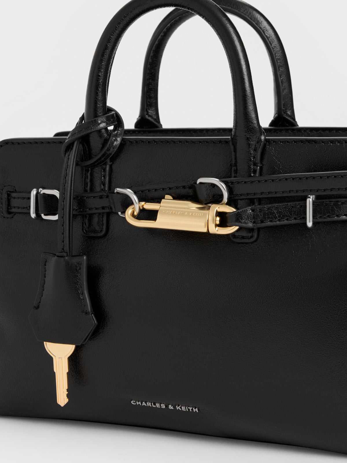CHARLES & KEITH Great Value / Mini Delfina Belted Tote Bag - Noir