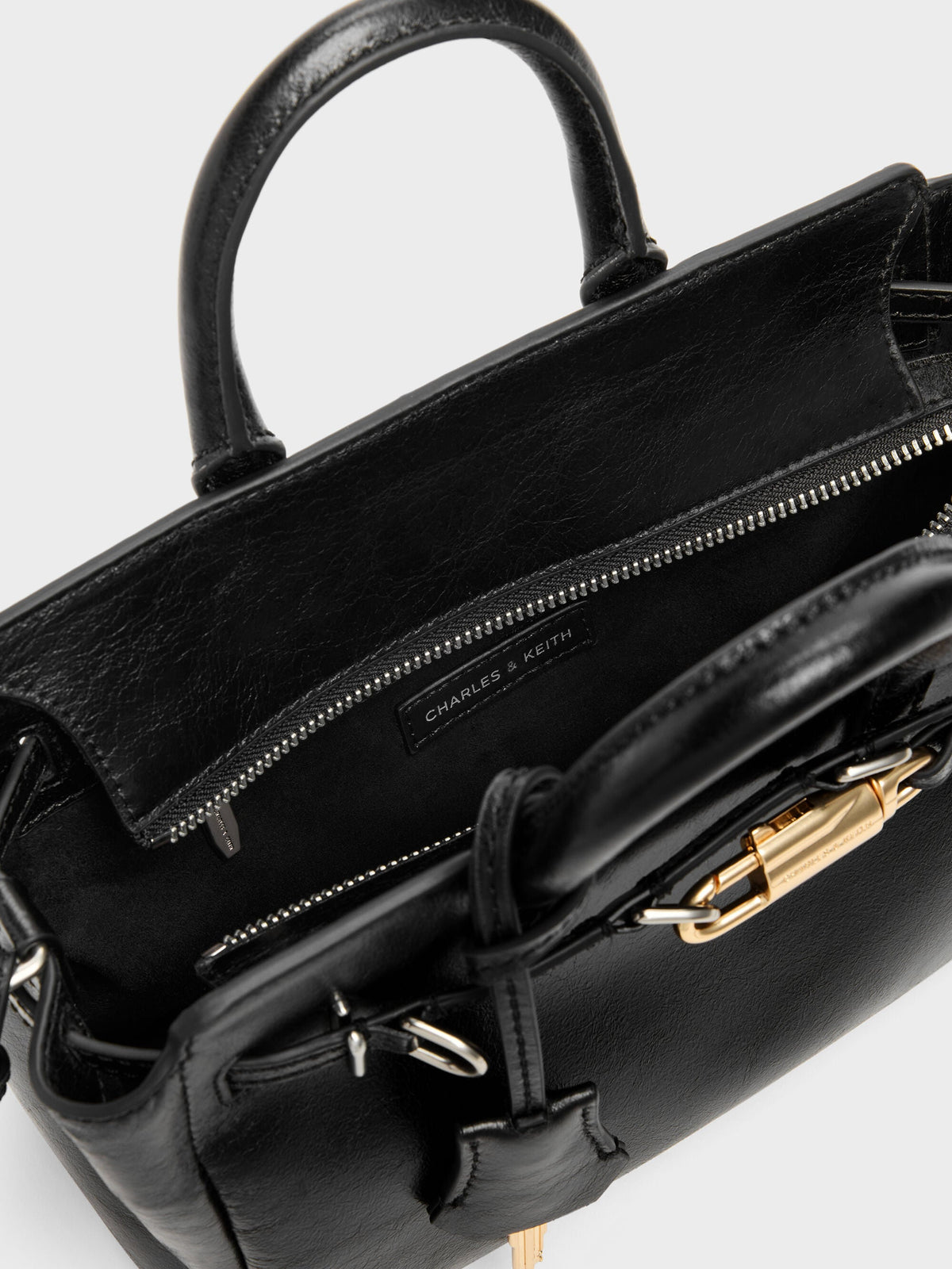 CHARLES & KEITH Great Value / Mini Delfina Belted Tote Bag - Noir