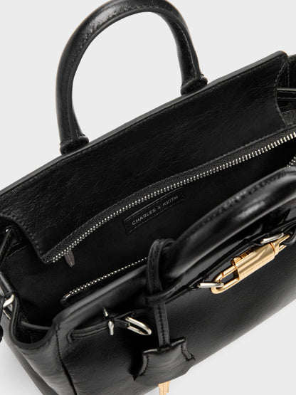 CHARLES & KEITH Great Value / Mini Delfina Belted Tote Bag - Noir