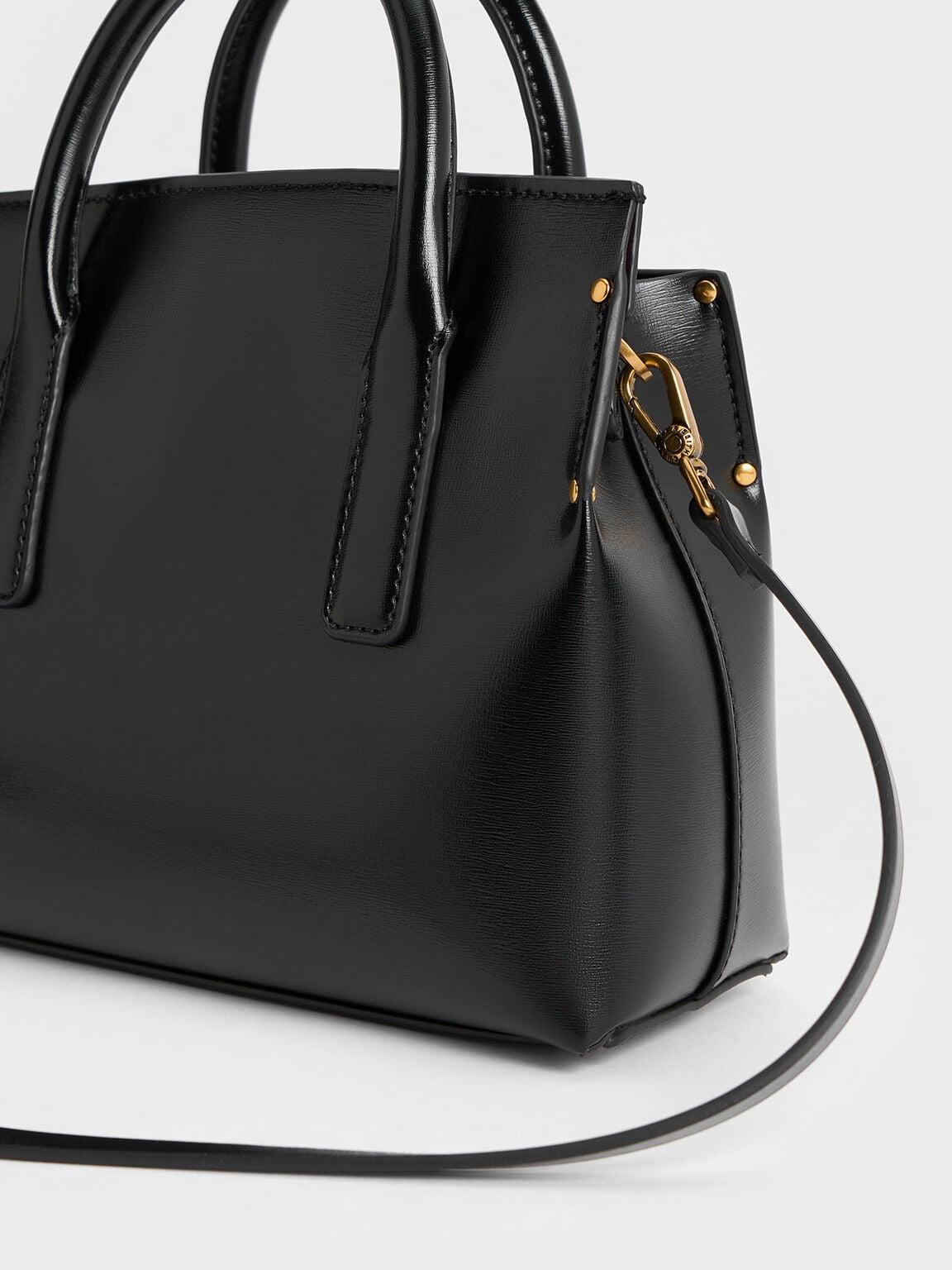 CHARLES & KEITH Popular / Rene Structured Top Handle Bag - Black