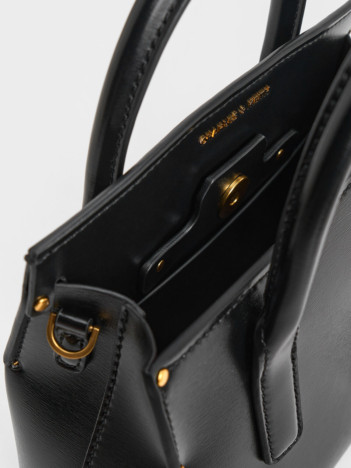 CHARLES & KEITH Popular / Rene Structured Top Handle Bag - Black