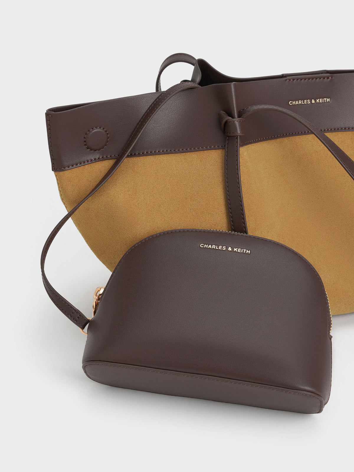 CHARLES & KEITH Hot Sale / Calla Faux Suede Tote Bag - Sahara Sand
