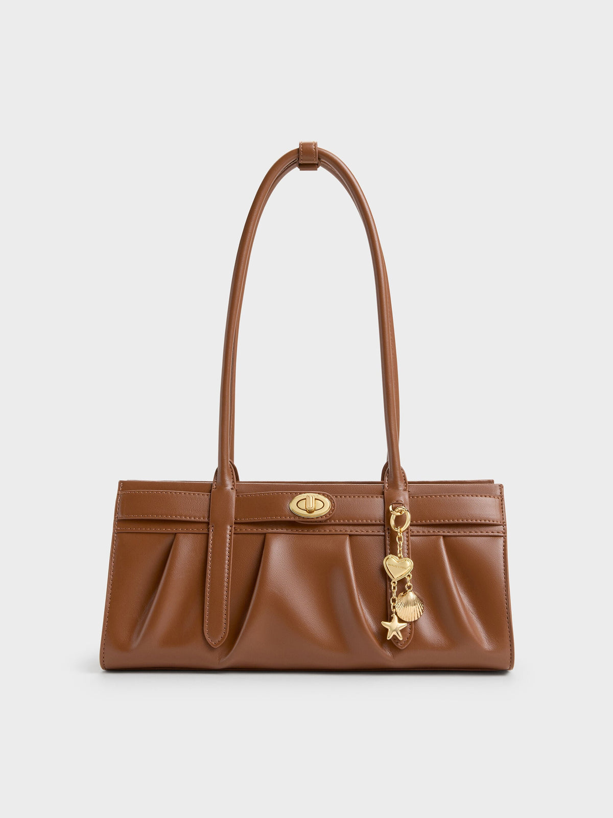 CHARLES & KEITH Featured / Isolde Belted Ruched Shoulder Bag - Chocolate