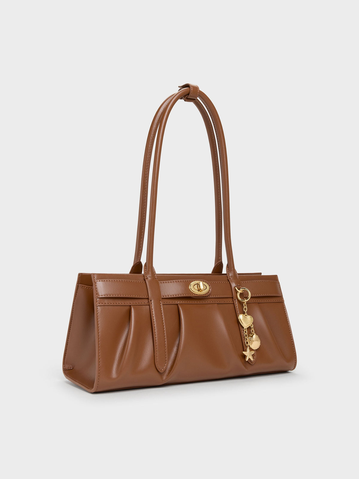 CHARLES & KEITH Featured / Isolde Belted Ruched Shoulder Bag - Chocolate