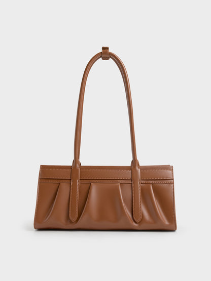 CHARLES & KEITH Featured / Isolde Belted Ruched Shoulder Bag - Chocolate