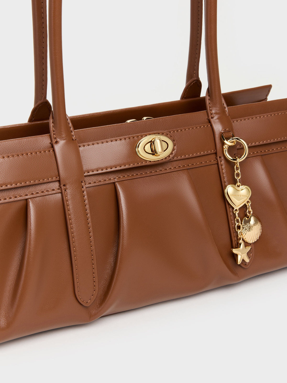 CHARLES & KEITH Featured / Isolde Belted Ruched Shoulder Bag - Chocolate