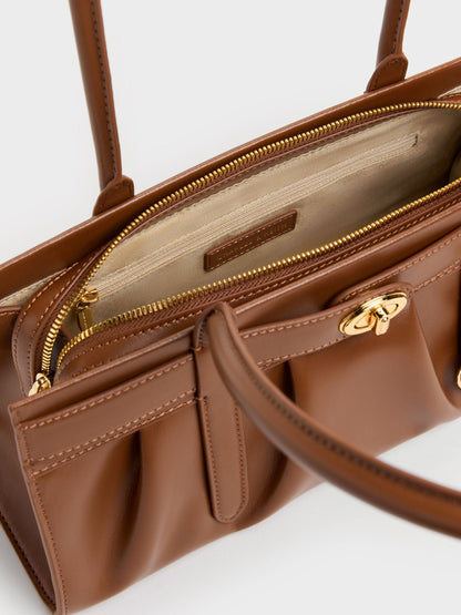 CHARLES & KEITH Featured / Isolde Belted Ruched Shoulder Bag - Chocolate