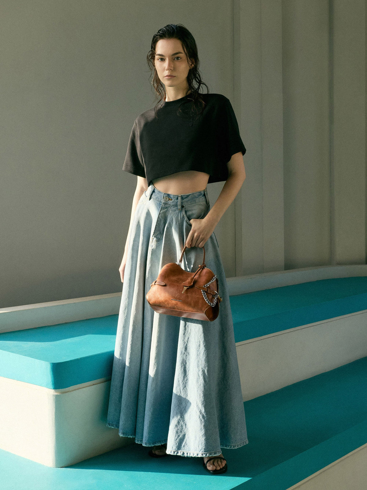 CHARLES & KEITH Discount / Delfina Chain Side-Belt Tote Bag - Distressed Tan