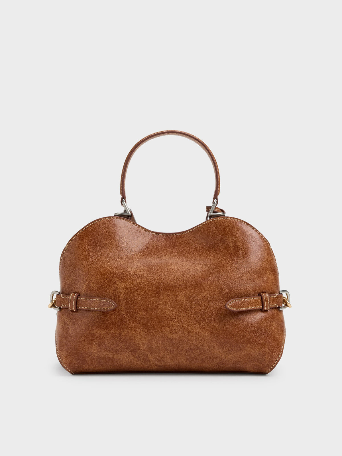 CHARLES & KEITH Discount / Delfina Chain Side-Belt Tote Bag - Distressed Tan