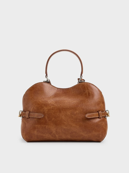 CHARLES & KEITH Discount / Delfina Chain Side-Belt Tote Bag - Distressed Tan