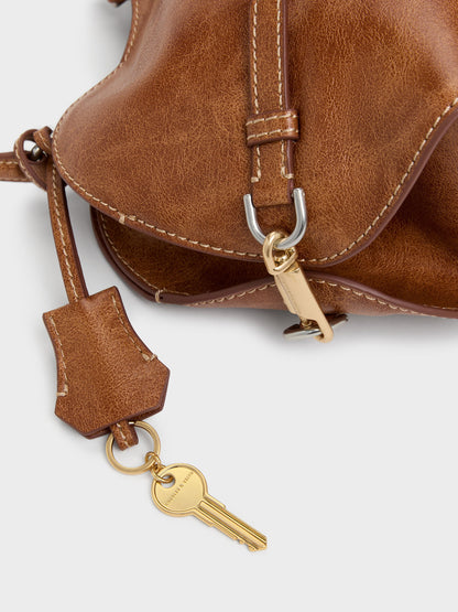 CHARLES & KEITH Discount / Delfina Chain Side-Belt Tote Bag - Distressed Tan