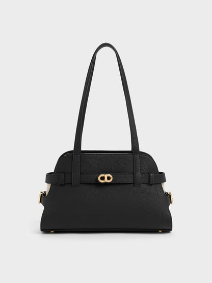 CHARLES & KEITH Signature / Aubrielle Belted Shoulder Bag - Black