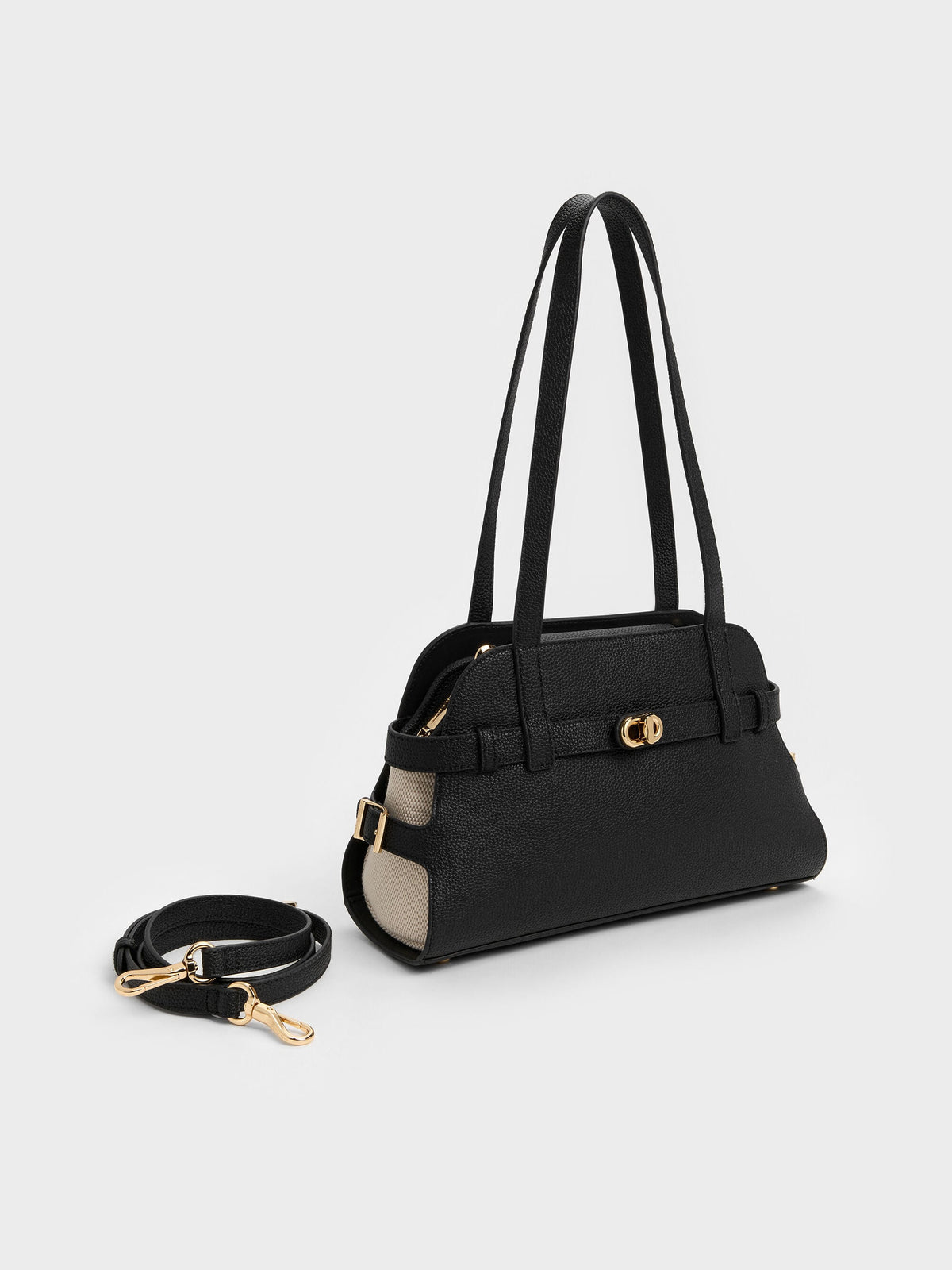 CHARLES & KEITH Signature / Aubrielle Belted Shoulder Bag - Black