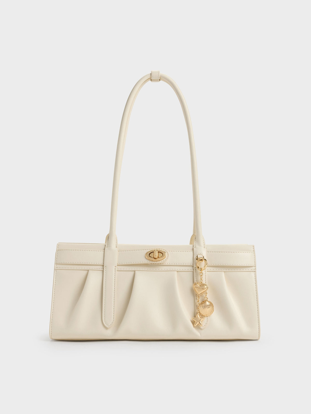 CHARLES & KEITH Essential / Isolde Belted Ruched Shoulder Bag - Cream