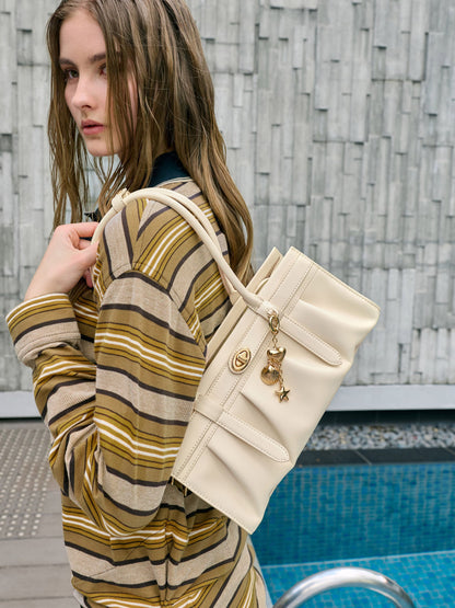 CHARLES & KEITH Essential / Isolde Belted Ruched Shoulder Bag - Cream