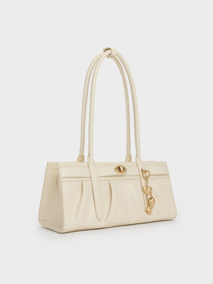 CHARLES & KEITH Essential / Isolde Belted Ruched Shoulder Bag - Cream