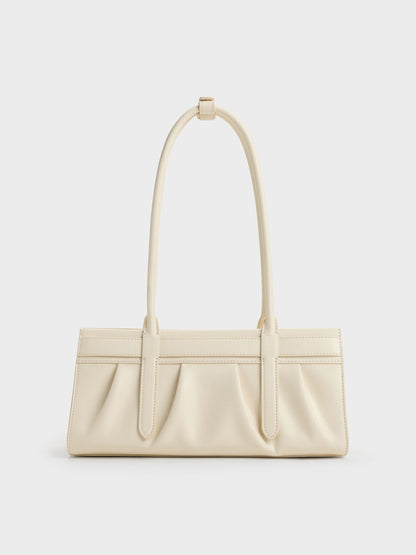 CHARLES & KEITH Essential / Isolde Belted Ruched Shoulder Bag - Cream