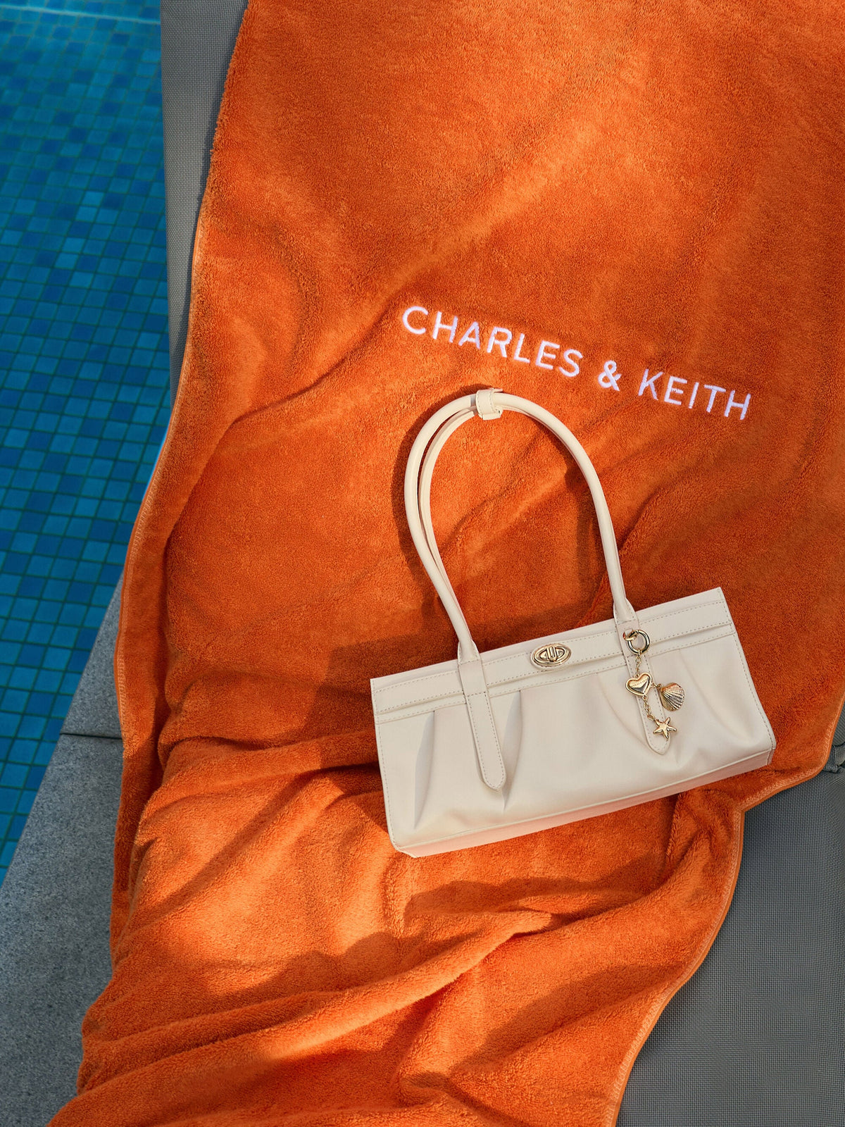 CHARLES & KEITH Essential / Isolde Belted Ruched Shoulder Bag - Cream