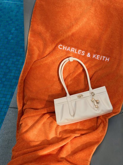 CHARLES & KEITH Essential / Isolde Belted Ruched Shoulder Bag - Cream