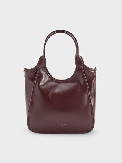 CHARLES & KEITH Everyday / Mini Sianna Crinkle-Effect Slouchy Tote Bag - Wineberry Red