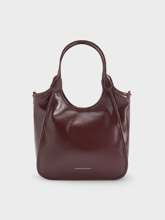 CHARLES & KEITH Everyday / Mini Sianna Crinkle-Effect Slouchy Tote Bag - Wineberry Red