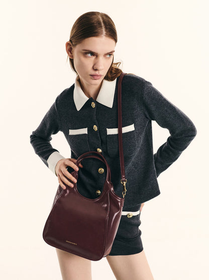 CHARLES & KEITH Everyday / Mini Sianna Crinkle-Effect Slouchy Tote Bag - Wineberry Red
