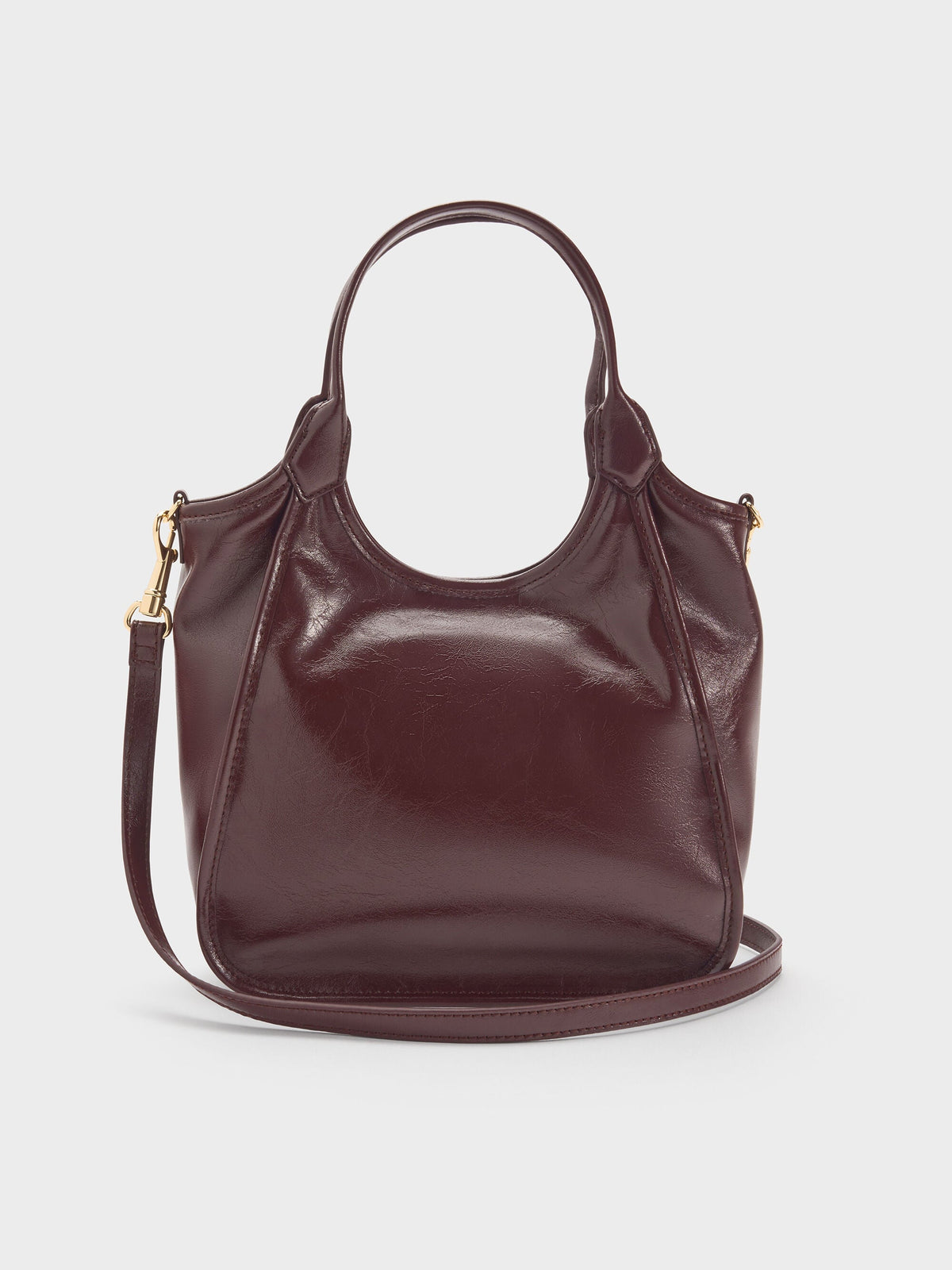 CHARLES & KEITH Everyday / Mini Sianna Crinkle-Effect Slouchy Tote Bag - Wineberry Red