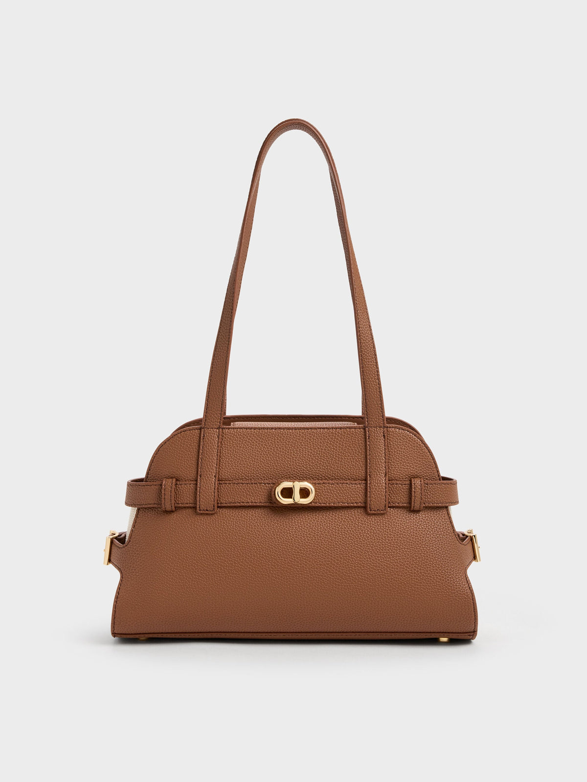CHARLES & KEITH New / Aubrielle Belted Shoulder Bag - Chocolate