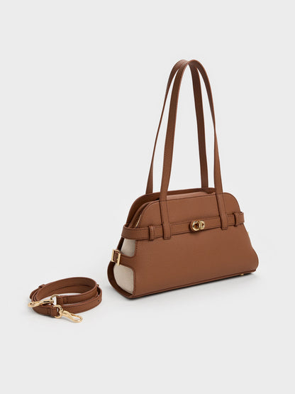 CHARLES & KEITH New / Aubrielle Belted Shoulder Bag - Chocolate