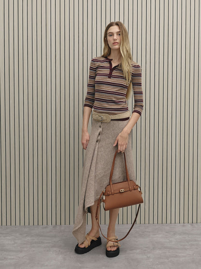 CHARLES & KEITH New / Aubrielle Belted Shoulder Bag - Chocolate