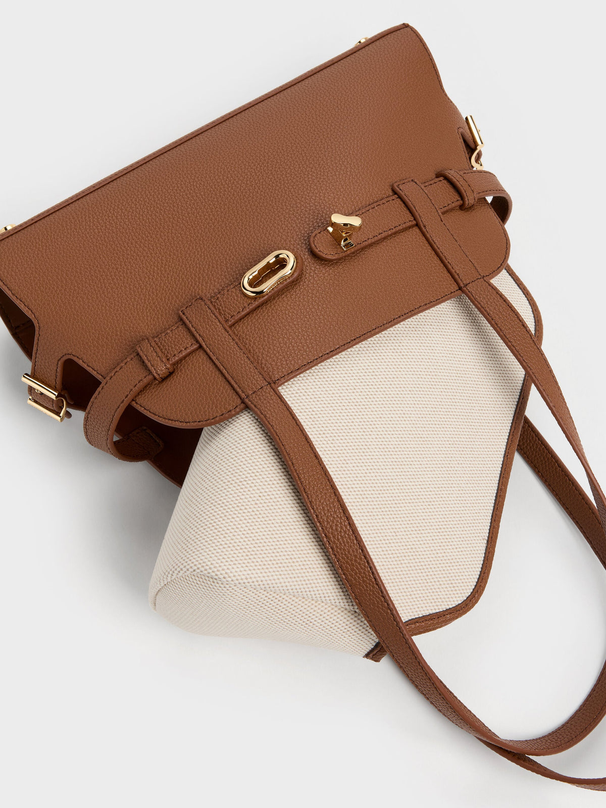 CHARLES & KEITH New / Aubrielle Belted Shoulder Bag - Chocolate