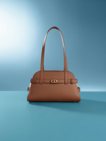 CHARLES & KEITH New / Aubrielle Belted Shoulder Bag - Chocolate