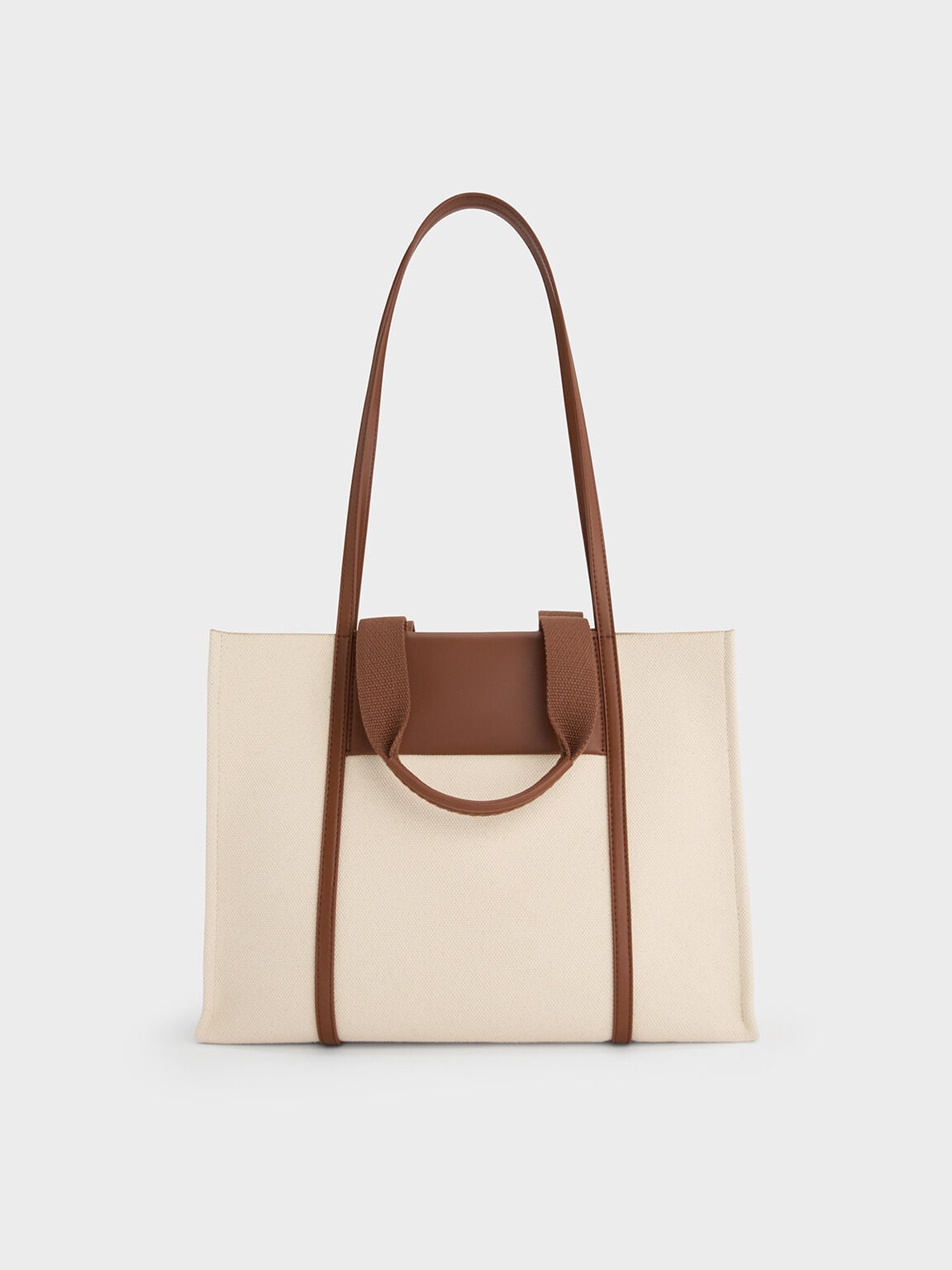 CHARLES & KEITH Trusted / Shalia Canvas Tote Bag - Beige Canvas